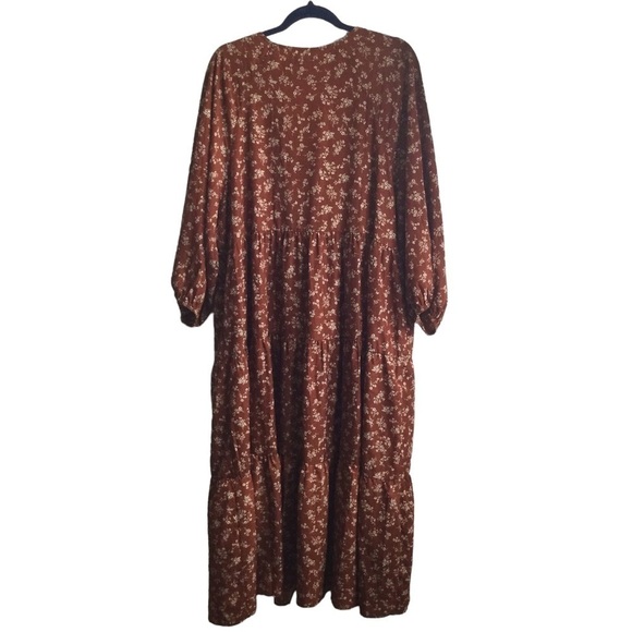 Kervology Plus Size Dipsy Floral Rust and cream Prairie Boho Midi Dress Nwot - Picture 10 of 13